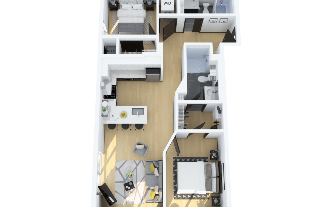 Floor Plan A – 2 Bedroom 2 Bathroom