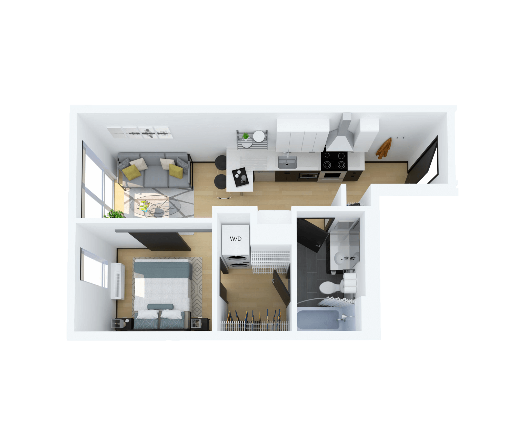 Floor Plan B – 1 Bedroom Apartment